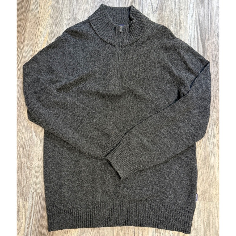 Patagonia Mens Quarter Zip Knit Sweater Charcoal Gray Heather Size Large